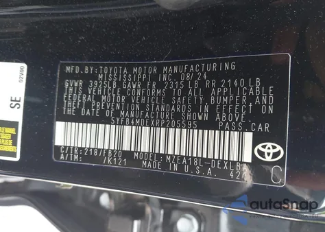 2024 Toyota Corolla Le из США, поврежденный, VIN 5YFB4MDEXRP205595